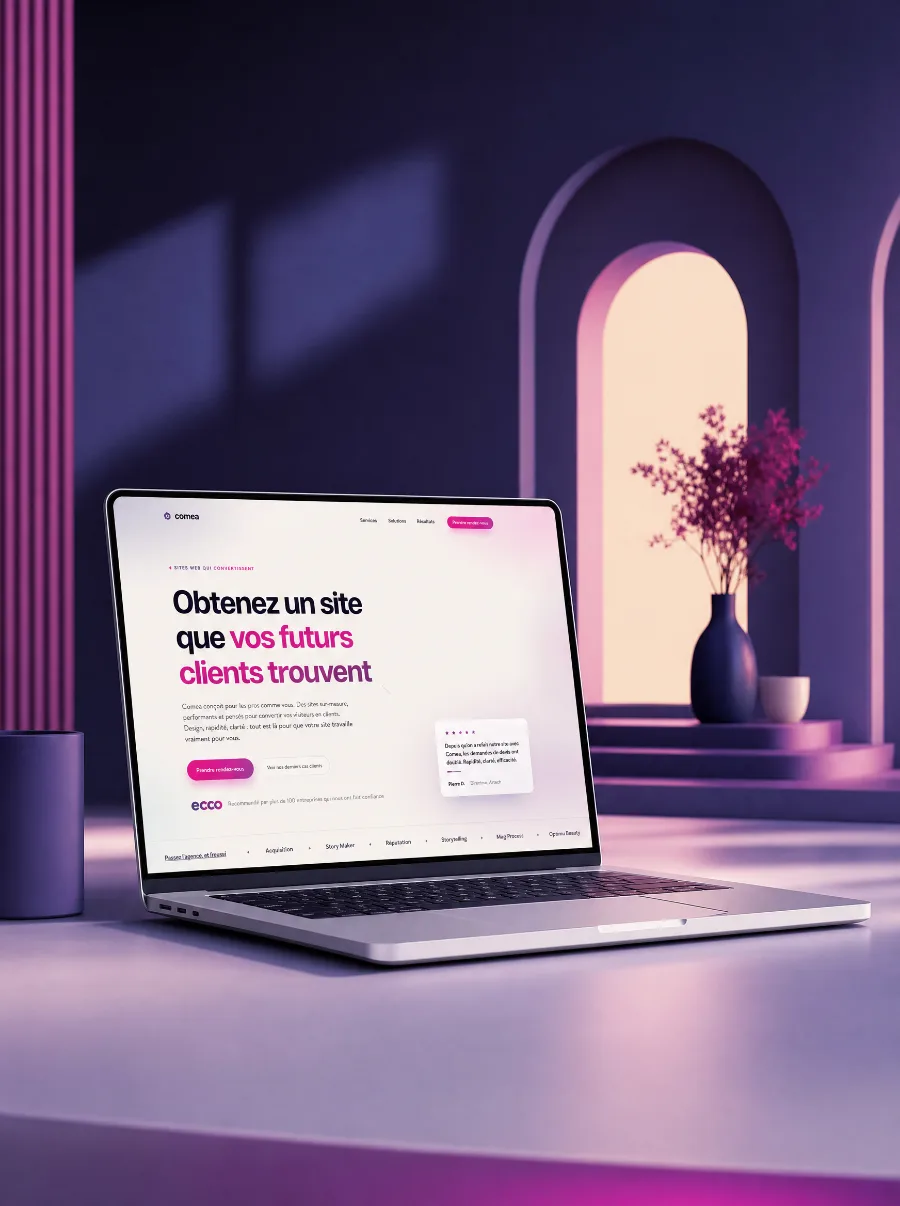 Le site de Coméa sur un écran d'ordinateur portable
